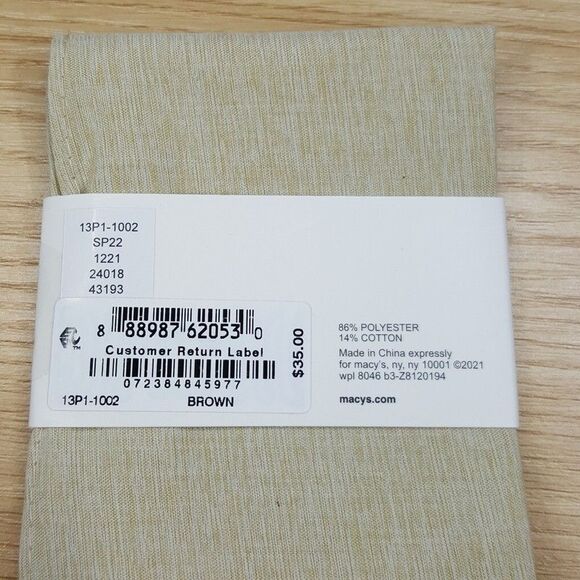 BAR lll Mens Pocket Square Tan Woven Cotton Blend Linen Like Beach - Picture 2 of 3